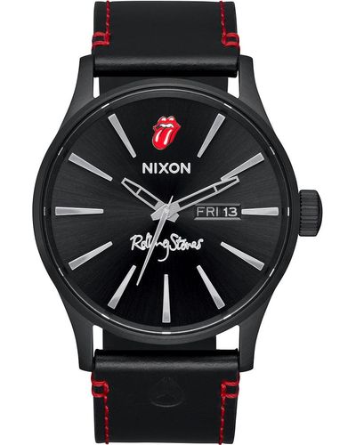 Nixon Rolling Stones Sentry Leather Watch - Black