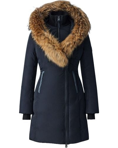 Mackage Kay Down Coat With Natural Fur Signature Collar - Black