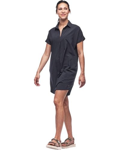 INDYEVA Frivol Knee Length Short Sleeve Shirt Dress - Black
