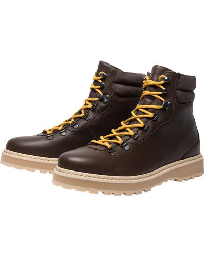 Mono Hiking Flat Leather Shearling Lined Boots - Black
