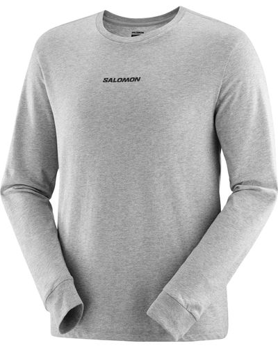 Salomon Logo Performance Long Sleeve T - Grey