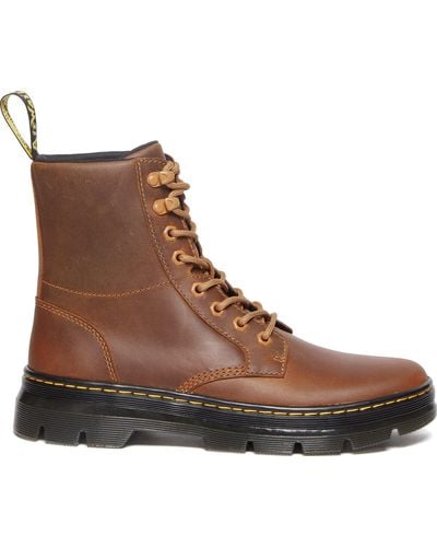 Dr. Martens Combs Crazy Horse Leather Casual Boots - Brown
