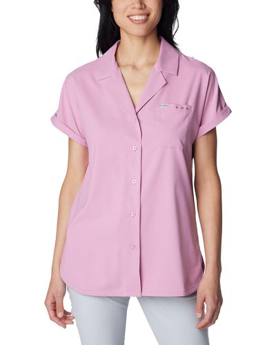 Columbia Sun Drifter Woven Short Sleeve Shirt - Pink