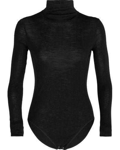 Icebreaker Merino Queens Long Sleeve High Neck Bodysuit - Black