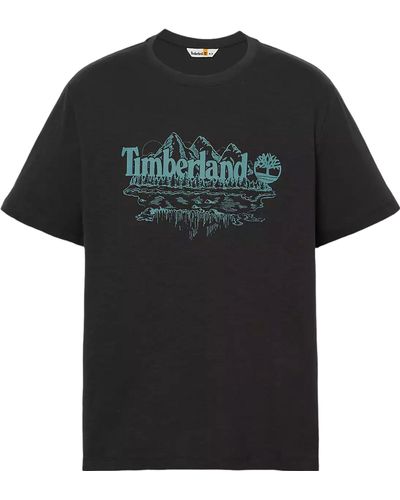 Timberland Short Sleeve Mountain Logo Slub T - Black