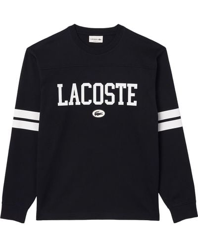 Lacoste Long Sleeve Print And Badge T - Blue