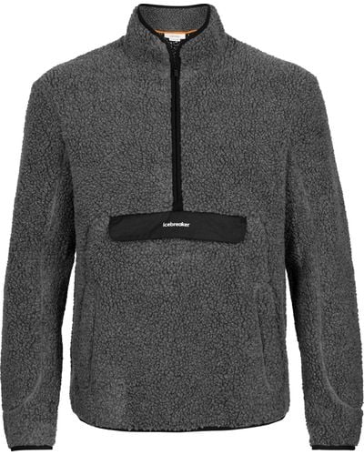 Icebreaker Real Fleece Merino High Pile Long Sleeve Half Zip Jacket - Grey
