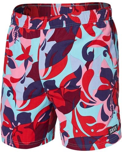 Saxx Underwear Co. Go Coastal 5 In Swim Shorts - Red