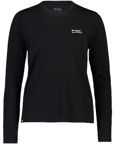 Mons Royale Icon Relaxed Long Sleeve T - Black