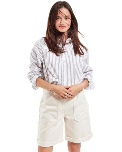 Armor Lux Cotton And Linen Striped Shirt - White