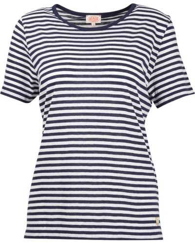 Armor Lux Cotton And Linen Striped Tee - Blue