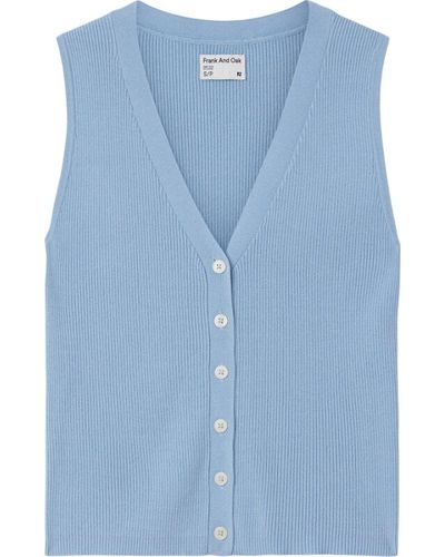 Frank And Oak Button Up Sweater Vest - Blue