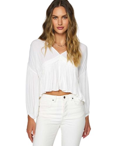 O'neill Sportswear Mary Solid Long Sleeve Woven Top - White