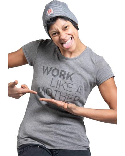 Dovetail Workwear Work Like A Mother Graphic Crew Neck Tee - Grey