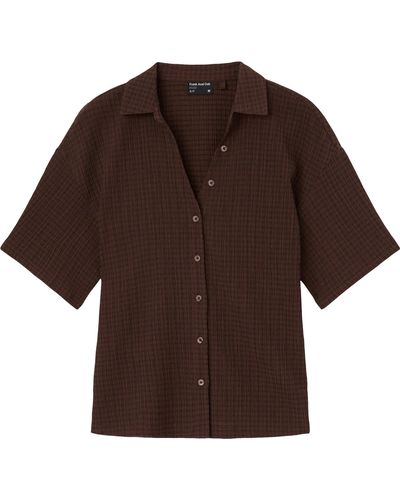Frank And Oak Crinkle Textured Blouse - Brown