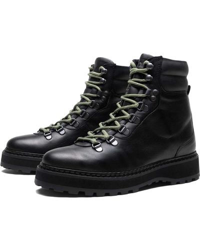 Mono Hiking Grained Cow Leather Lined Boots - Black