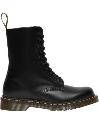 Dr. Martens 1490 Smooth Leather Mid Calf Boots - Black