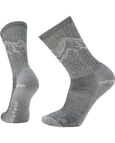 Smartwool Hike Classic Edition Light Cushion Mountain Pattern Crew Socks - Grey