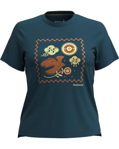 Smartwool Guardian Of The Skies Graphic Short Sleeve T - Blue