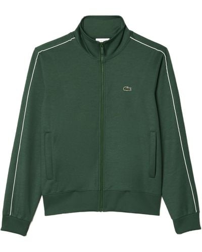 Lacoste Regular Fit Long Full Zip Collared Sweatshirt W/single Stripe Sleeve Detailing Mm - Green