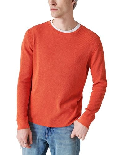 Lucky Brand Garment Dye Thermal Crew - Red
