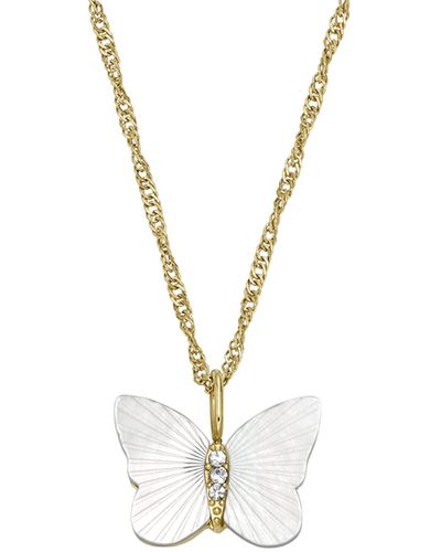 Fossil Stainless Steel Mop Butterfly Necklace - Metallic