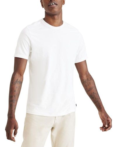 Dockers Slim Fit Short Sleeve Chest Logo Crew Tee Shirt - White