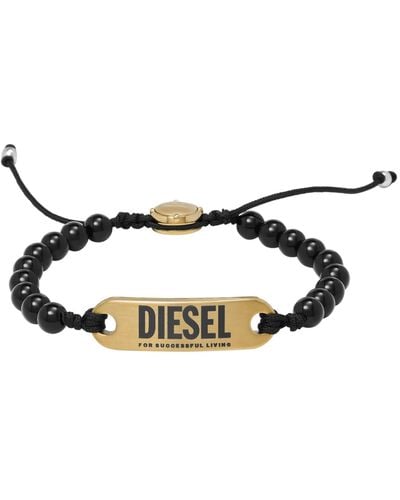 DIESEL All-gender Semi-precious Beaded Bracelet - Black