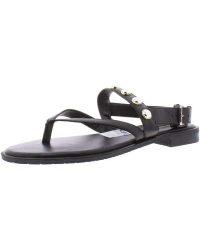 Kenneth Cole Tama Stud Flat Thong Sandal With Backstrap - Black