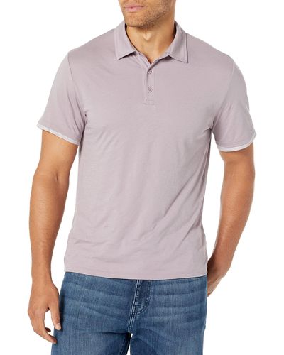 Vince Double Layer Stripe Polo Shirt - Purple