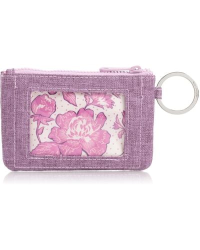 Vera Bradley Recycled Lighten Up Reactive Zip Id Case Wallet - Pink
