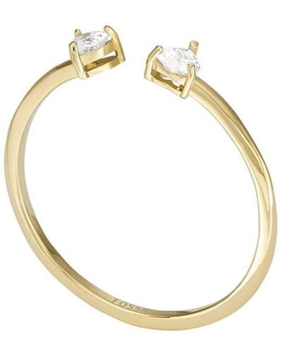 Fossil Sadie Tokens Of Affection Gold-tone Stainless Steel Toi Et Moi Ring - Metallic