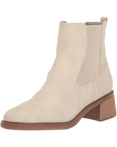 Dr. Scholls S Redux Mid Calf Block Heel Boot Off White Smooth 8 M - Natural