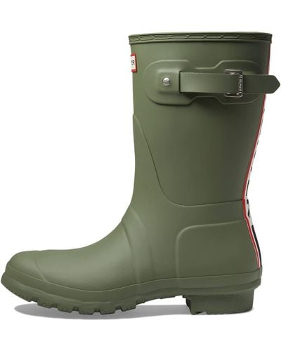 HUNTER Footwear Original Short Tri-colour Logo Rain Boot - Green