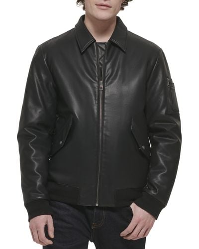 Tommy Hilfiger Faux Leather Bomber Jacket - Black