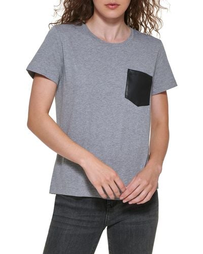 DKNY Basic Short Sleeve Chest Pocket T-shirt - Gray