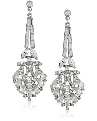 Ben-Amun Pearl & Crystal Post Drop Earrings For Bridal Wedding Anniversary - White