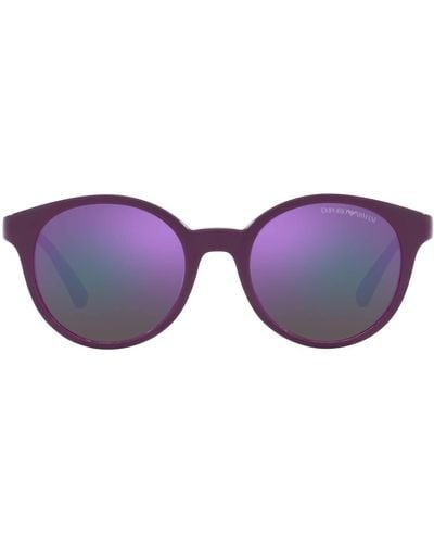 Emporio Armani Ea4185f Low Bridge Fit Round Sunglasses - Purple