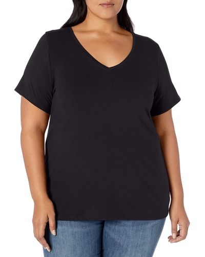 Amazon Essentials Plus Size 2-Pack Short Sleeve V-Neck T-Shirt - Nero