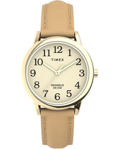 Timex Easy Reader 30mm Color Pop Quartz Leather Strap - Mettallic