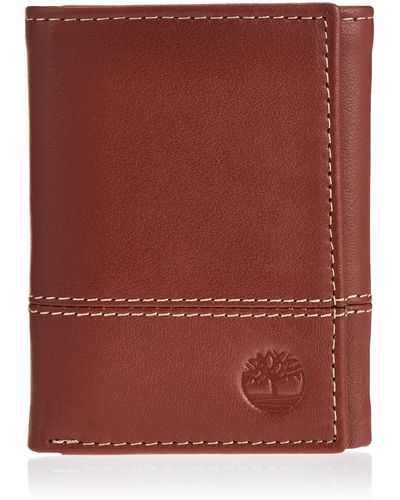 Timberland Leather Rfid Blocking Trifold Wallet - Red