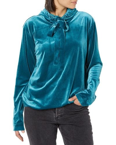 Norma Kamali Boyfriend Hooded Sweatshirt - Blue