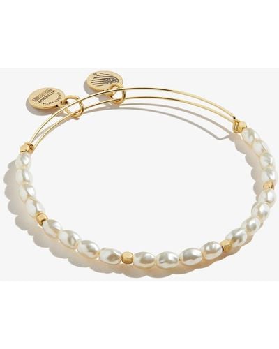 ALEX AND ANI A20ebprl01rg,sea Sultry Pearl Expandable Bangle Bracelet,rafaelian Gold,white - Metallic