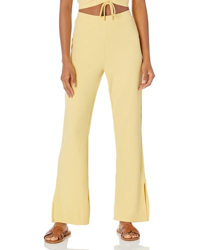 The Drop Hunter Pull-on Ribbed Side Slit Flare Pant - Yellow