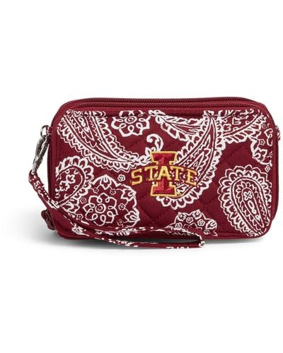 Vera Bradley Cotton Collegiate All In One Crossbody Purse With Rfid Protection - Red