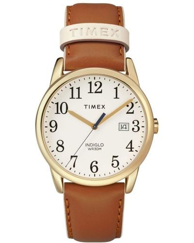 Timex Tw2r62700 Easy Reader 38mm Brown/gold-tone Leather Strap Watch