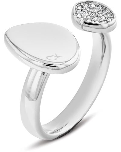 Calvin Klein Jewelry Stainless Steel With Crystals Ring Color: Silver - White