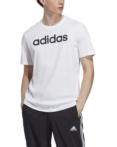 adidas Essentials Single Jersey Linear Embroidered Logo T-shirt - White