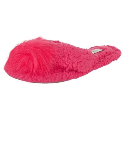 Jessica Simpson Fluffy Pom Thong House Slide On Slippers With Memory Foam - Pink