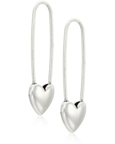 Lucky Brand Heart Safety Pin Earrings - Black